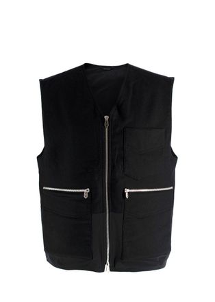 Herm&egrave;s Herm&egrave;s Black Zip Up Cashmere Gilet Size L