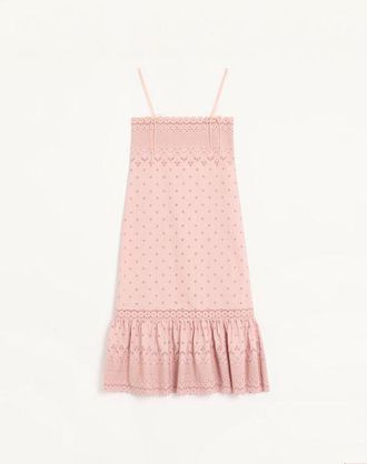 Valentino Abito Midi In Sangallo Fleur A Jours Margheritine Donna ROSA 44