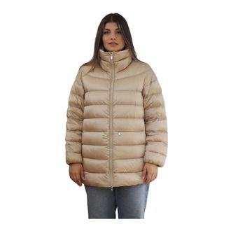 Ciesse Piumini Jassen, Dames, Beige, XL, Beige Gewatteerde Jas met Hoge Hals