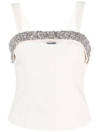 SIMKHAI crystal-embellished corset top - White