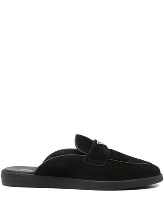 Prada Mules con applicazione logo - Nero