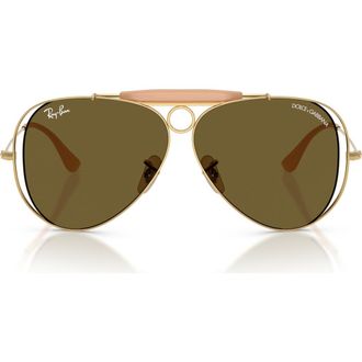 Ray-Ban 53mm Shooter Pilot Sunglasses in Arista /Dark Brown at Nordstrom