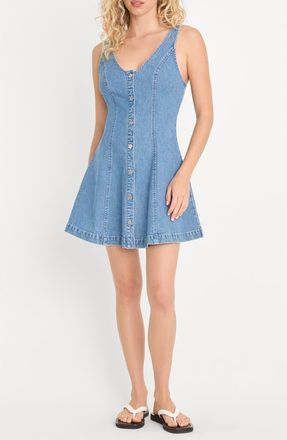 Good American The Flouncy Denim Minidress in Indigo at Nordstrom, Size 4X-Large