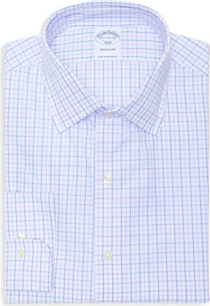 Brooks Brothers Regular Fit Plaid Cotton Dress Shirt in Light Pastel Purple at Nordstrom Rack, Size 17.5 - 36/37