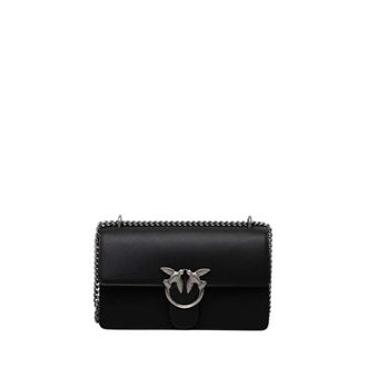 Pinko Pinko - Love One Classic Schoudertas - Dames - Tassen - Zwart - Maat: ONE Size Leer