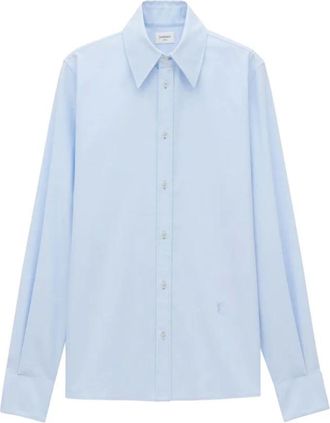 Saint Laurent Formal Shirts, male, Blue, Size: XL Cassandre Oxford Shirt