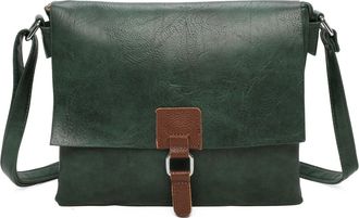 Generic Stylish and Sustainable Vegan Leather Crossbody PU Leather Satchel Bag: Ladies Shoulder Messenger - 27x23x3cm (Dark Green)