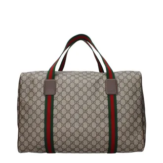 Gucci Uomos Borsone Tessuto Beige/Ebano