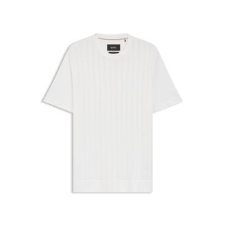 BOSS Cable-knit T-shirt in cotton and silk