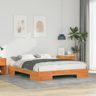 Berkfield Home Floor Bed Frame with Storage Brown 160 x 200 cm Solid pine wood