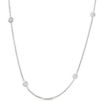 Pompeii3 1ct Diamonds Bezel Station 18 14K White Gold Womens Necklace