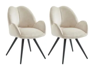 Vente-Unique Sedia Girevole Con Braccioli In Tessuto E Metallo Nero Beige - Lotto Di 2 - Gulsun Della Maison C&eacute;phy