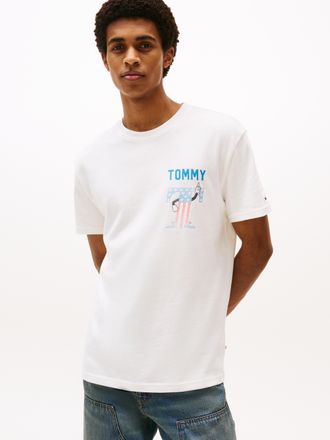 Tommy Jeans T-Shirt TOMMY JEANS TJM REG USA SCRIPT SS TEE, Herren, Gr. XXL, beige (ecru), Single Jersey, Obermaterial: 100% Baumwolle, Rundhals, Shirts T-Shirt, m