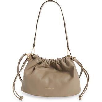 Strathberry Drawstring Pouch Leather Shoulder Bag in Taupe at Nordstrom