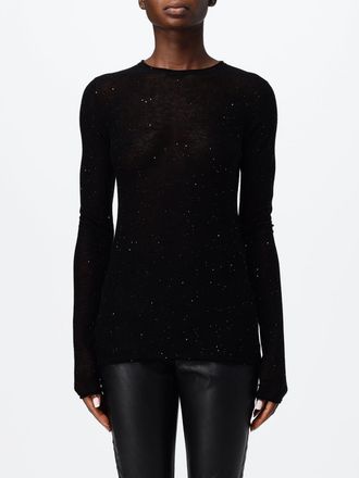 Pinko Slim Fit Wool Blend Crewneck Jumper with Sequin Embroidery