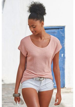 Lascana Womens Structured Short Sleeve Top