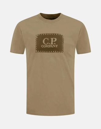 C.P. Company Mens CP COMPANY MENS 30/1 JERSEY LABEL LOGO T-SHIRT FALLEN ROCK GREY - Tan - Size: 40