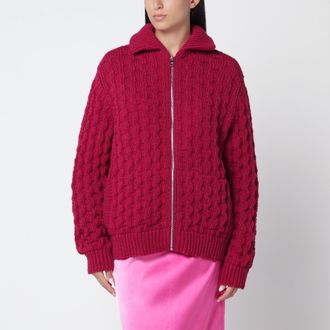 Prada Cardigan color lampone in lana vergine