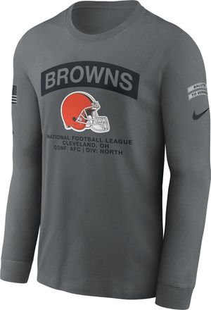 Nike Cleveland Browns Salute to Service Nike Mens NFL Long-Sleeve T-Shirt in Grey | NKAC0AIA28-RFD