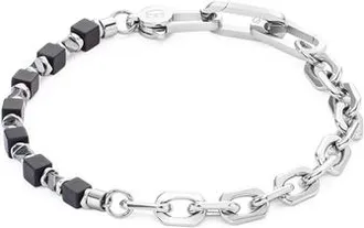 Coeur de Lion Bracelet Cubes Fusion Link Chain Black in Silver at Nordstrom