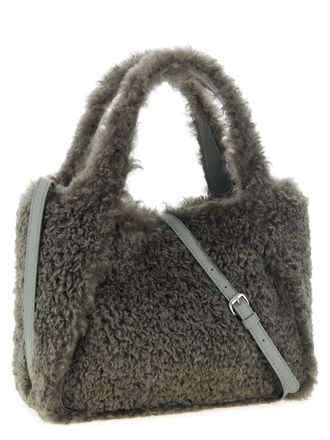 Stella McCartney Shearling Logo Embroidery Tote Bag - Gray