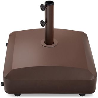 Best Choice Products Fillable Mobile Umbrella Base Heavy Duty Market Stand w/ 4 Wheels, 2 Locks, 123lb Capacity - Deep Umber
