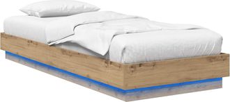 vidaXL Estructura De Cama Con Led Roble Artesanal 80 X 200 Cm Vidaxl