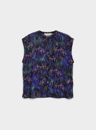 Contemporaine Womens Impressionis irises chiffon blouse A Tribute to Claude Monet Collection