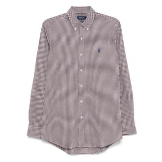 Polo Ralph Lauren Micro-Pattern Poplin Overhemd - Heren - Casual Overhemden - Bruin - S - Katoen - Overhemden