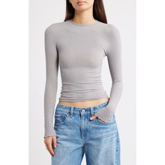 Free People Night Sky Studded Rib Top in Silver Lining at Nordstrom Rack, Size X-Small/small