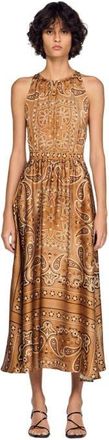Sandro Bandana-print maxi dress in Brown /Black at Nordstrom, Size 34 Eu