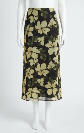 Z Supply Floral Mesh Midi Skirt In Black