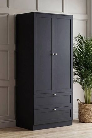 Home Discount Vida Designs Altino 2 Door 2 Drawer Wardrobe Storage Bedroom Furniture in Black