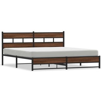 Berkfield Home Metal Bed Frame without Mattress Brown Oak 180x200 cm Super King