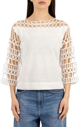 LuckyLu Ma 07Co Maglia - Dames - Blouses - Wit - L - Overhemden