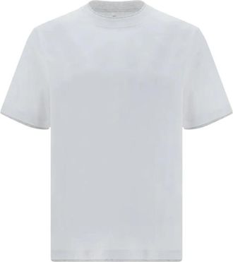 Brunello Cucinelli Elegante Dubbellaags T-shirt - Heren - T-shirts - Wit - S - Katoen - Tops
