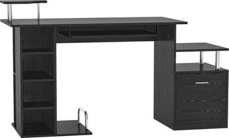 HOMCOM Scrivania Pc Moderna Con Cassetti Per Ufficio In Legno Nero - Homcom