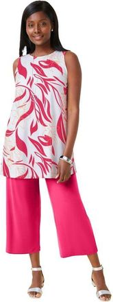 Jessica London Stretch Knit Tunic Tank in Pink Abstract Petal at Nordstrom, Size 32