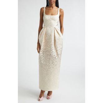 Christopher John Rogers Halftone Dot Jacquard Gown in Magnolia at Nordstrom, Size 4