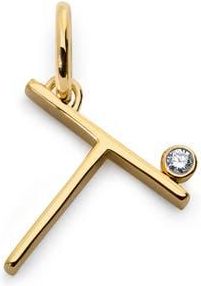 Monica Vinader Lab Grown Diamond Initial Pendant in 18K Gold Vermeil /Diamond - T at Nordstrom