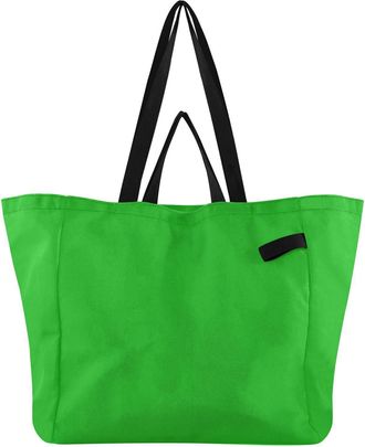 Generic Light Green print Reusable Canvas Tote Bag, Heavy Duty Grocery Shopping Bag with Large Capacity Double Handles Hard Bottom Work Groceries Travel