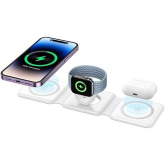 Trade Shop Trade Shop - Caricatore Wireless 3in1 Universale Caricabatterie Magnetico Pieghevole Da 15 W