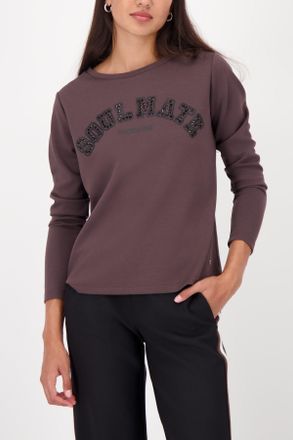 Monari Sweatshirt MONARI, Damen, Gr. 34, braunie, Web, Obermaterial: 55% Polyester, 38% Viskose, 7% Elasthan, unifarben, regular fit taillenbedeckt, Rundhals