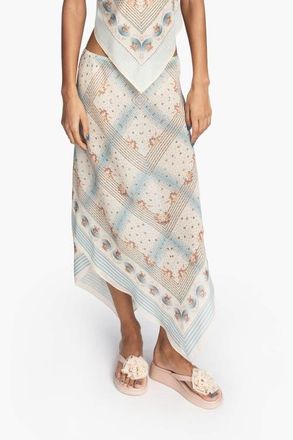 Anna Sui Heritage Scarf Print Chiffon Skirt in Sky Blue at Nordstrom, Size X-Small
