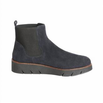 The Flexx Coral Suede Wedge Booties In Dark Blue