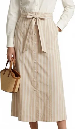 Starkx Wendy Midi Skirt In Taupe Stripe