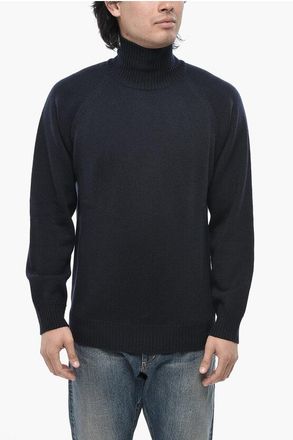 Paolo Pecora Virgin Wool Turtleneck Sweater With Ribbed Trims size Xl