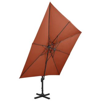 Berkfield Home Durable Cantilever Umbrella with Double Top 300x300 cm Terracotta in Burnt Orange