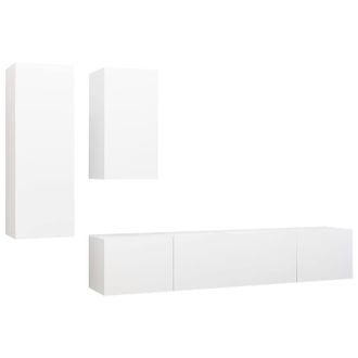 Berkfield Home 4 Piece TV Cabinet Set White Engineered Wood