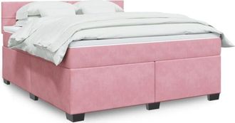vidaXL Vidaxl - Cama Box Spring Con Colch&oacute;n Terciopelo Rosa 180x200 Cm